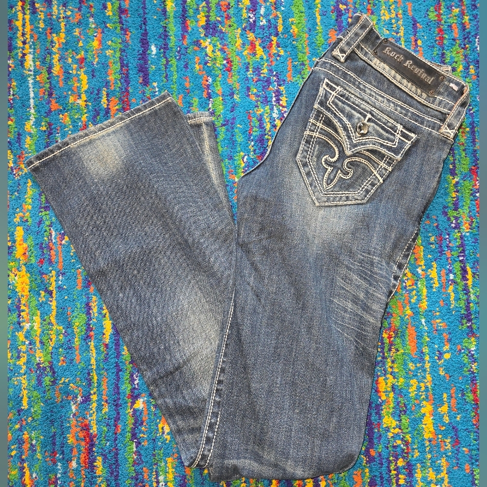 NWOT Rock Revival‎ Size 26x33.5 Celine Bootcut Flap Pocket Women's Jeans